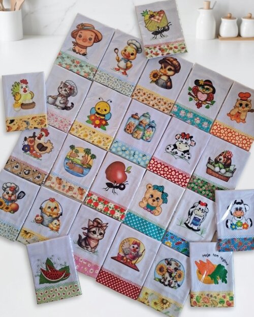 Kit 30 Panos de Prato Atacado Patchwork Sortidos com Viés.