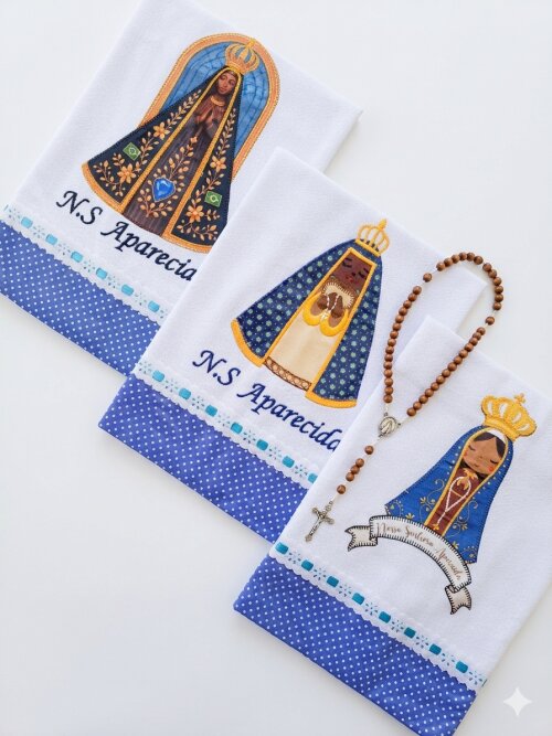 Kit 6 Panos de Prato Copa Guardanapos Patchwork Religiosos Sortid