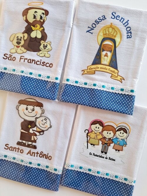 Kit 8 Panos de Prato Patchwork Religiosos Sortidos.