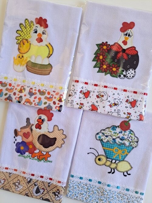 Kit 20 Panos de Prato Patchwork Sortidos com Passa Fita.