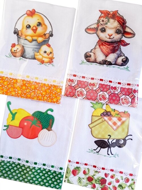 Kit 10 Panos de Prato Patchwork Sortidos com Passa Fita.