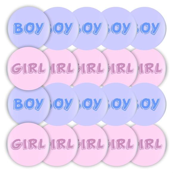 50 Bottons Boy e Girl (chá Revelação) Tamanho 3,5 cm