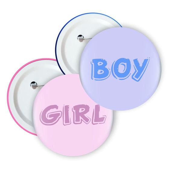 50 Botons Boy e Girl (chá Revelação) Tamanho 2,5 cm