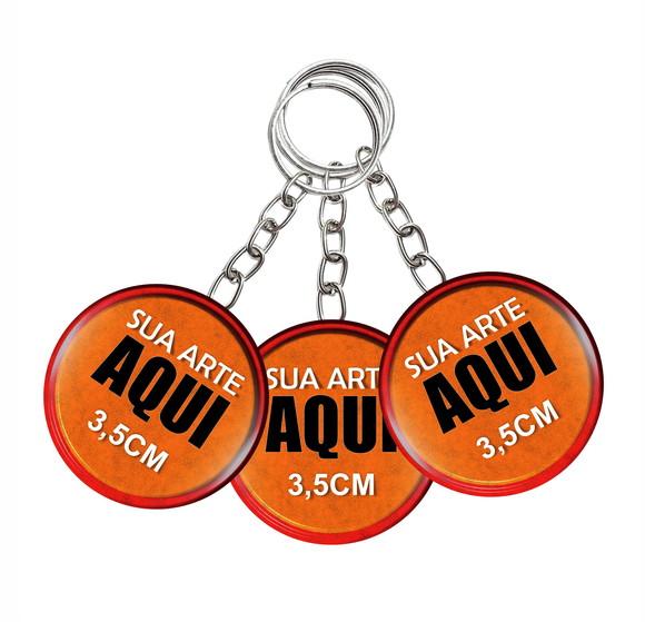 Kit Chaveiro Personalizado 3,5cm c/ Correntinha - 50 Pçs