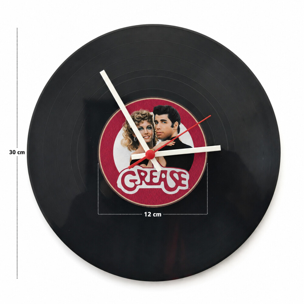 Relógio Decorativo Disco de Vinil Grease Retrô 30cm