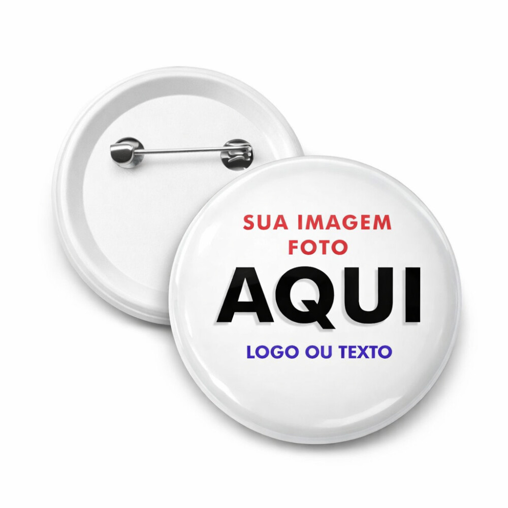30 Bottons Personalizados 4,5cm com Alfinete – Ideais para Even