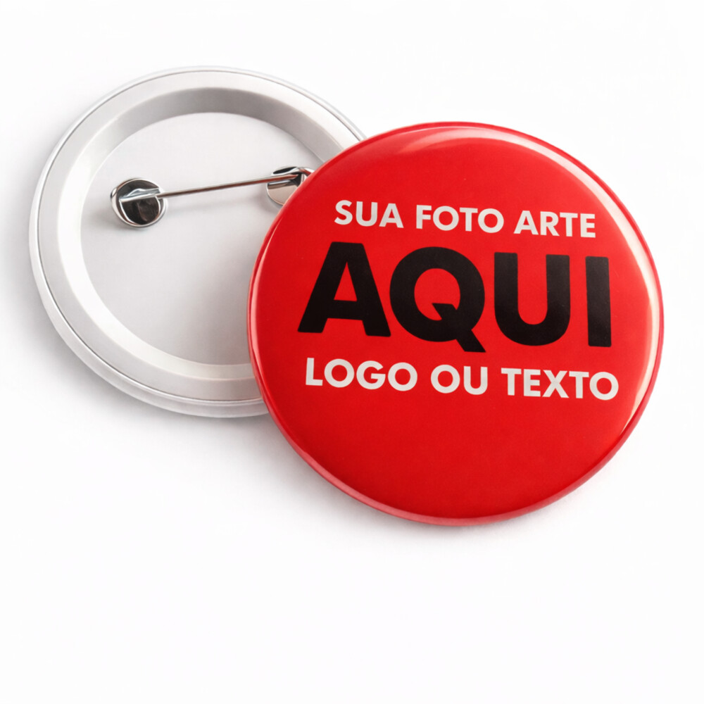 60 Bottons Personalizados 4,5cm com Alfinete – Ideais para Even