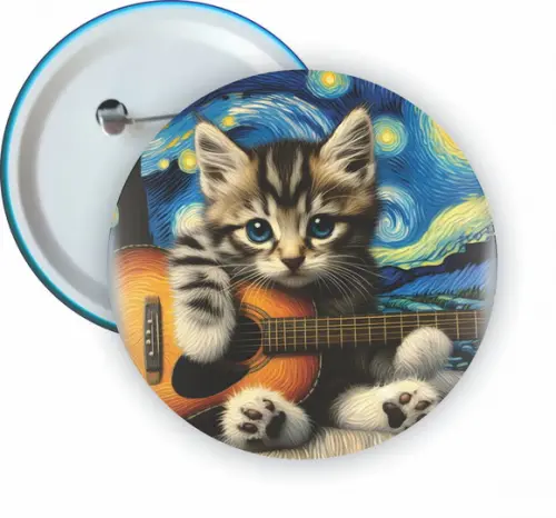 Bottons Alfinete Gatinhos Fofos Arte Estilo Van Gogh 2,5 cm