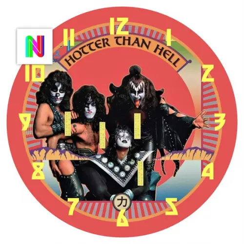 Arte Digital para Relógio de Parede Kiss Hotter Than Hell