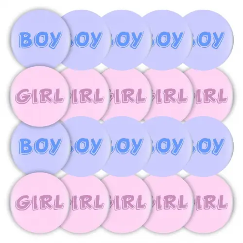 50 Bottons Boy e Girl (chá Revelação) Tamanho 3,5 cm