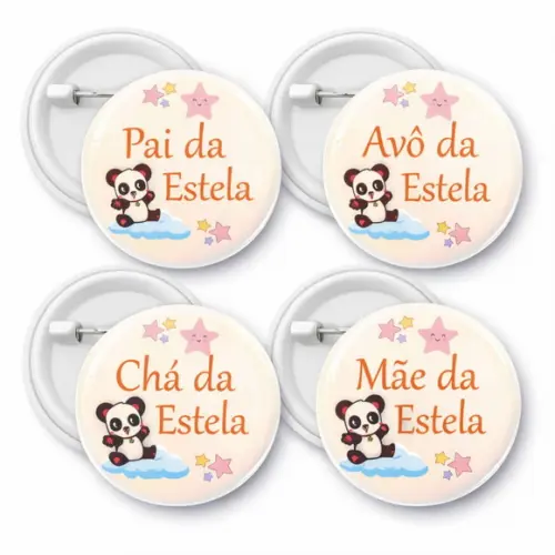 Bottons 2,5cm Lembrancinhas Chá de Bebê - 40 Unidades