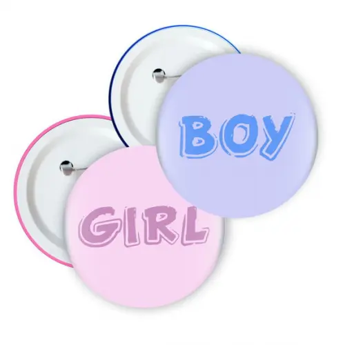 50 Botons Boy e Girl (chá Revelação) Tamanho 2,5 cm
