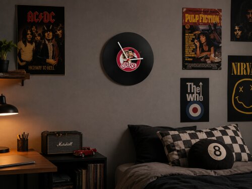 Relógio Decorativo Disco de Vinil Grease Retrô 30cm