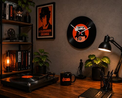 Relógio Decorativo Disco de Vinil Laranja Mecânica Retrô