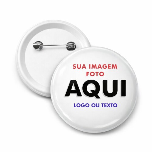 20 Bottons Personalizados 4,5cm com Alfinete – Ideais para Eventos, Lembrancinhas e Promoções”