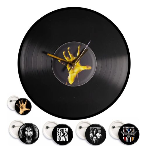 Relógio De Parede System Of A Down Em Vinil + 5 Bottons
