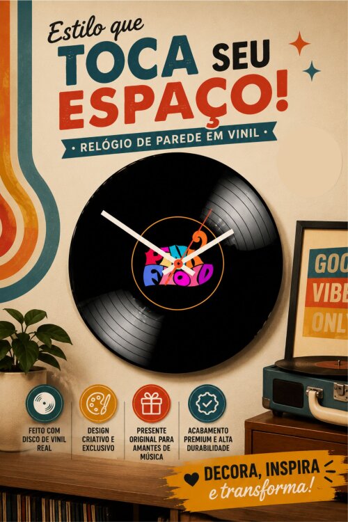 Relógio Decorativo em Vinil Pink Floyd – Exclusivo, Estiloso e