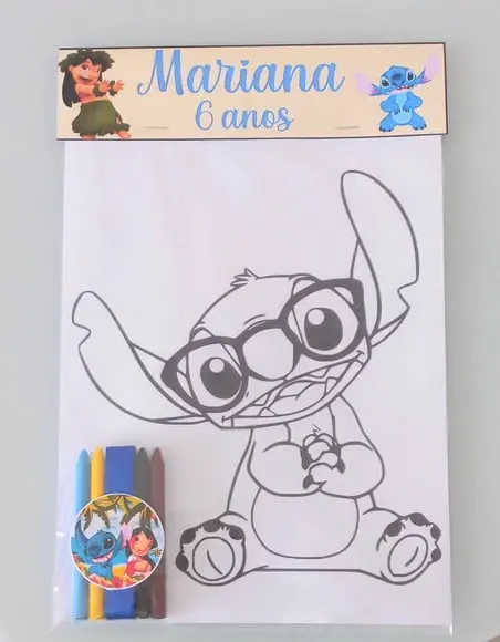 Lembrancinha Lilo e Stich, Kit Colorir