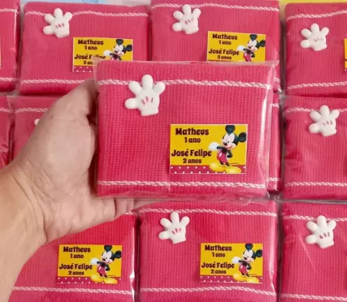 Lembrancinha Mickey, Toalhinha com Sabonete