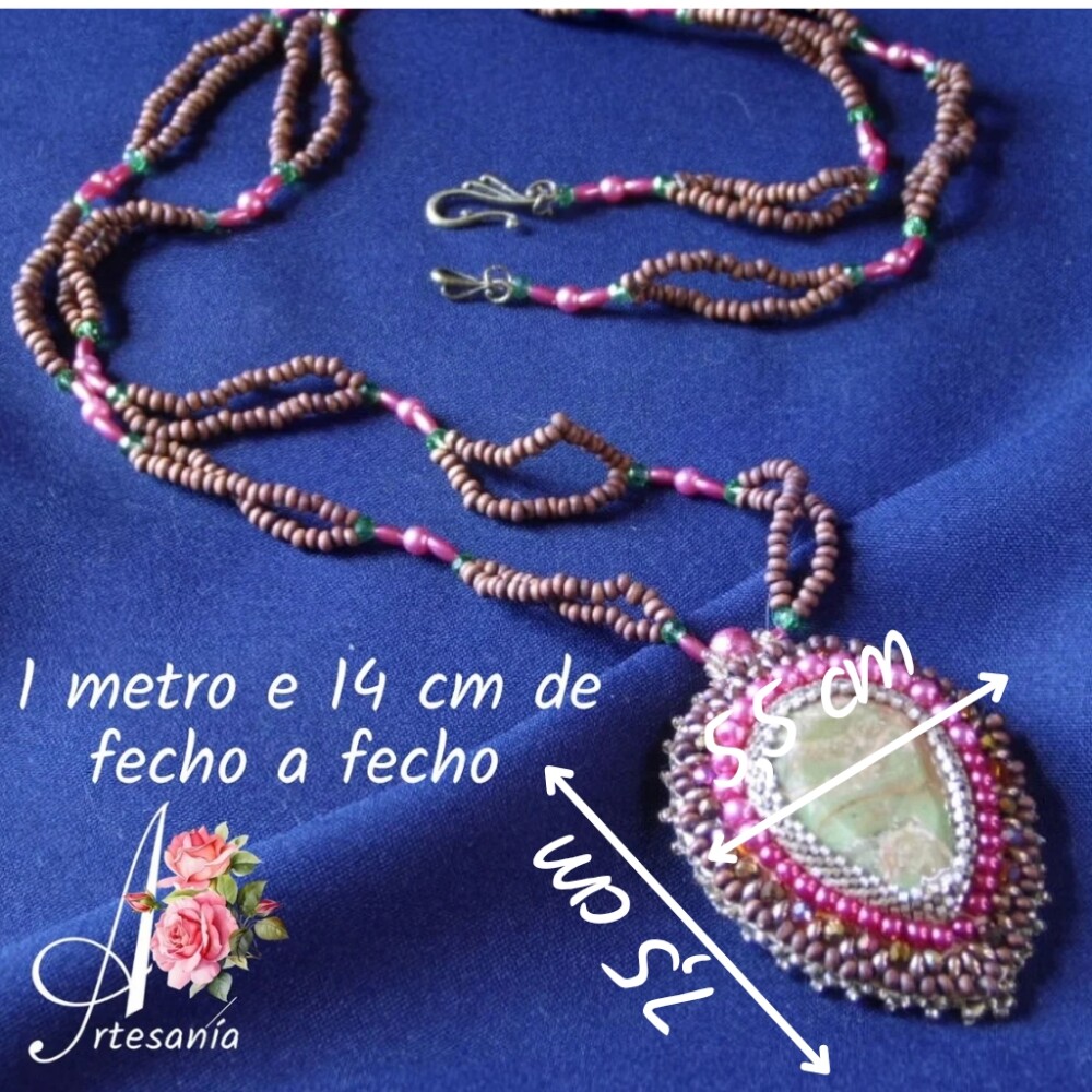 Moda Feminina Colar Longo Esmeralda de Bordado com Miçangas