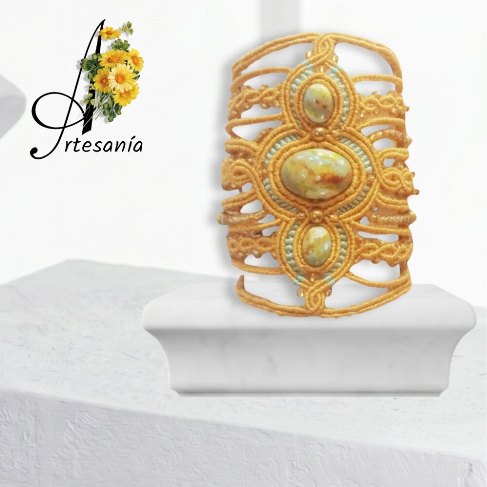 Bracelete Feminino Amarelo Our Deusa Hera de Macramê Moda 2026