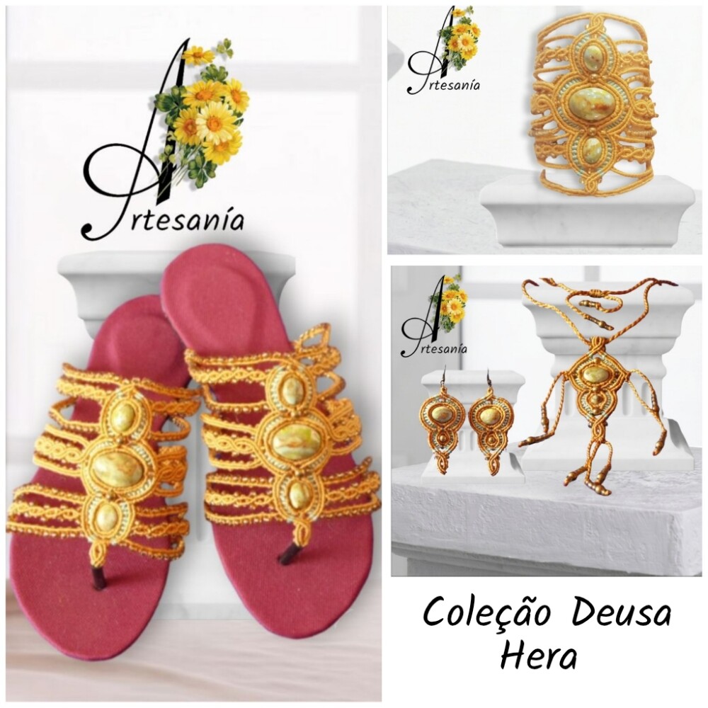 Bracelete Feminino Amarelo Our Deusa Hera de Macramê Moda 2026