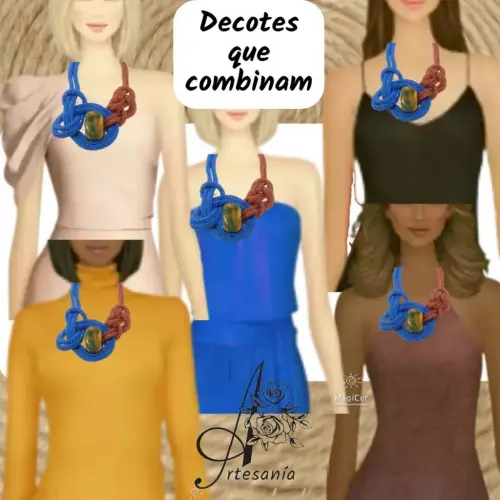 Maxi colar Brigite de Tricot e Nó de marinheiro em Fio de Cobre