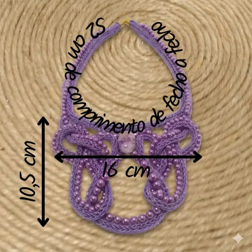 Maxi colar Charlote de Tricot e Nó de Marinheiro em Fio de Cobre