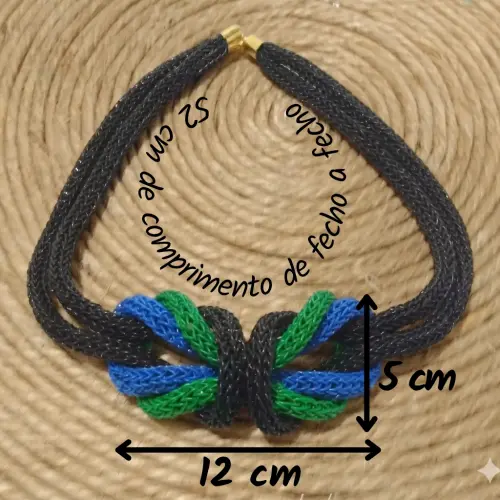 Colar Isabela de Tricot e Nó de Marinheiro em Fio de Cobre