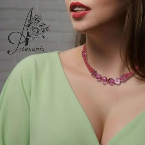 Colar Catarina de Tricot e Nó de Marinheiro em Fio de Cobre