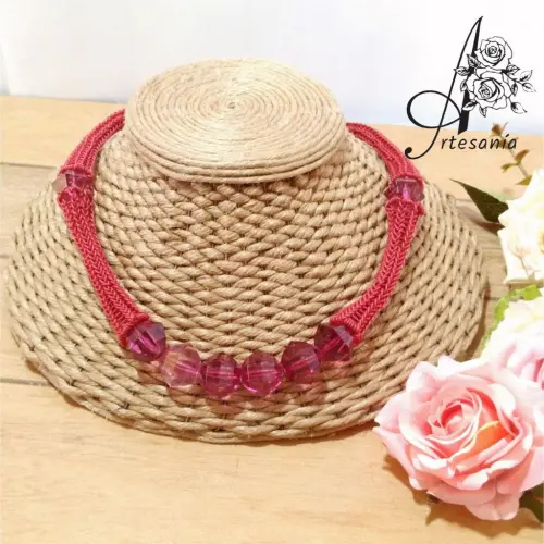 Colar Catarina de Tricot e Nó de Marinheiro em Fio de Cobre