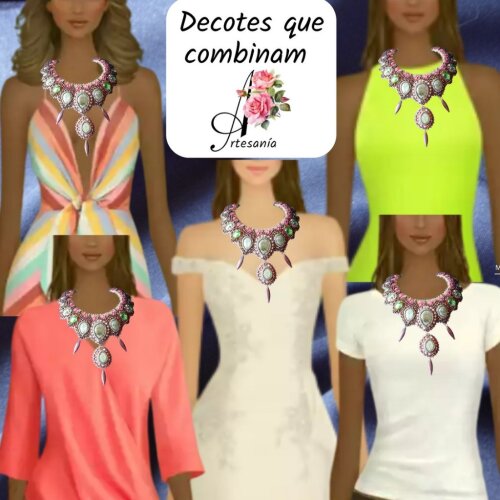 Moda 2026 Feminina Maxi Colar Esmeralda de Bordado com Miçangas