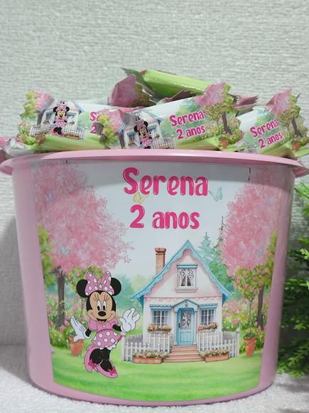 1 Balde com 100 Balas Jardim da Minnie