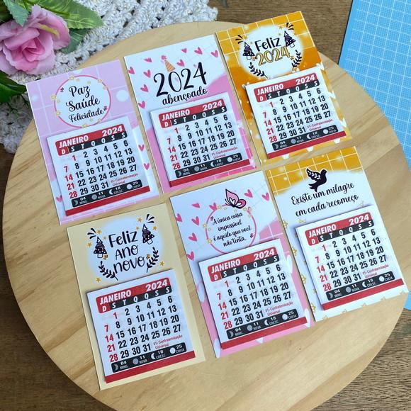 10 Mini Calendario Imã de Geladeira Ano Novo
