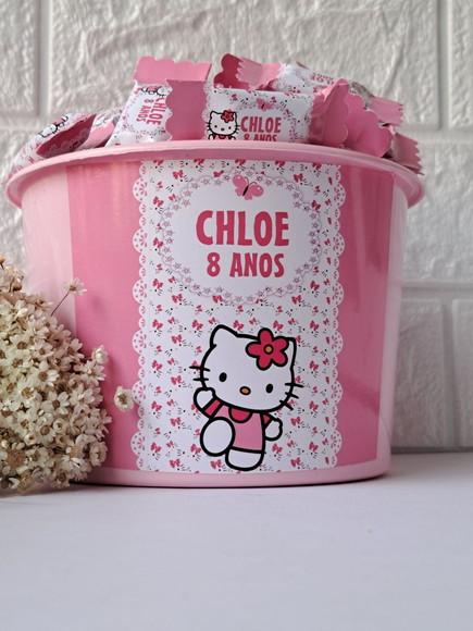 1 Baldinho com 100 Balas Hello Kitty