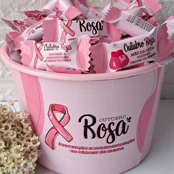 100 Balas Outubro Rosa com Baldinho