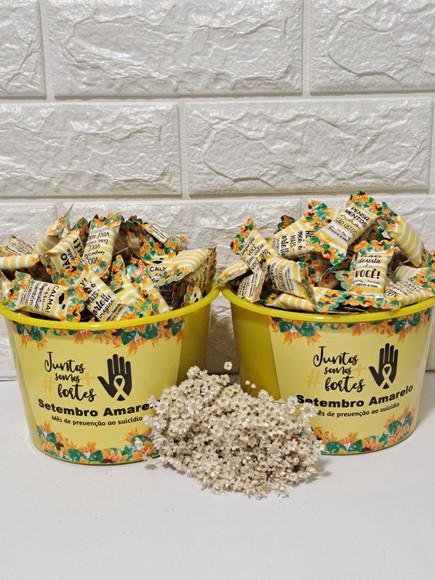 2 Baldes com 100 Balas Cada Setembro Amarelo