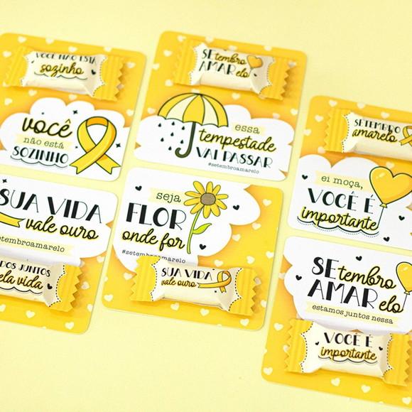 20 Cartões com Bala Setembro Amarelo