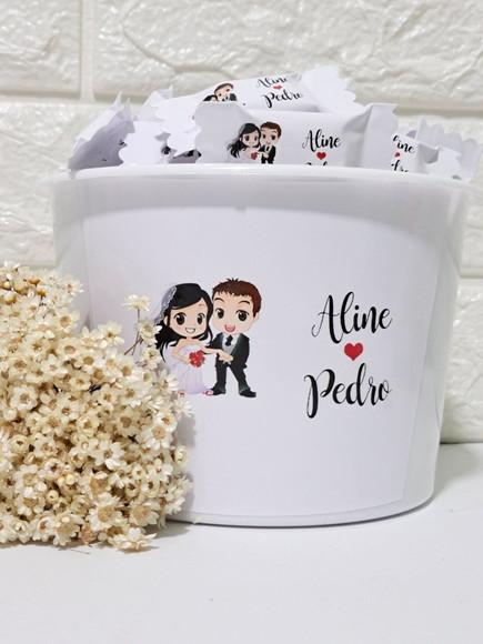 Balde com 100 Balas Casamento
