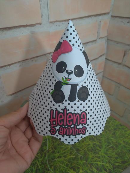 10 Chapéuzinho de Festa Urso Panda Menina