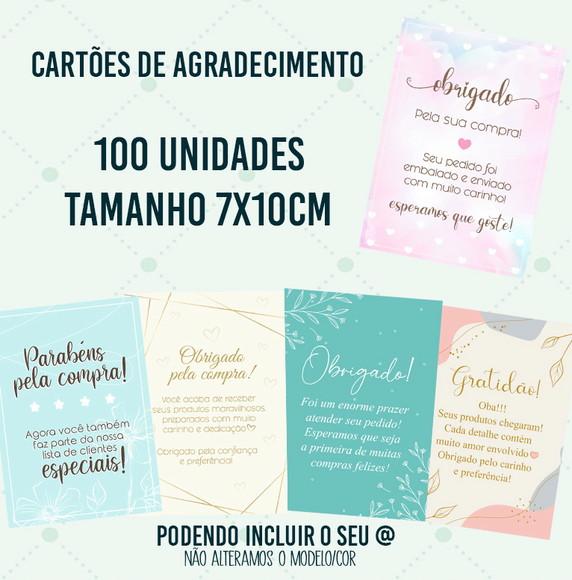 100 Cartões de Agradecimento Cliente 7x10cm