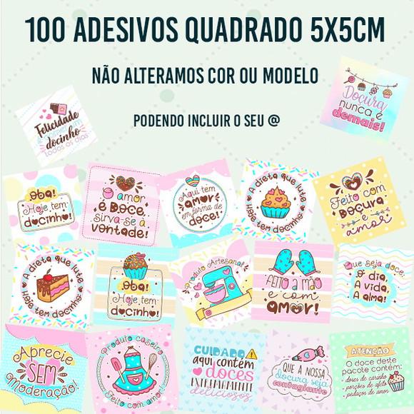100 Adesivos Quadrado 5x5 Doces