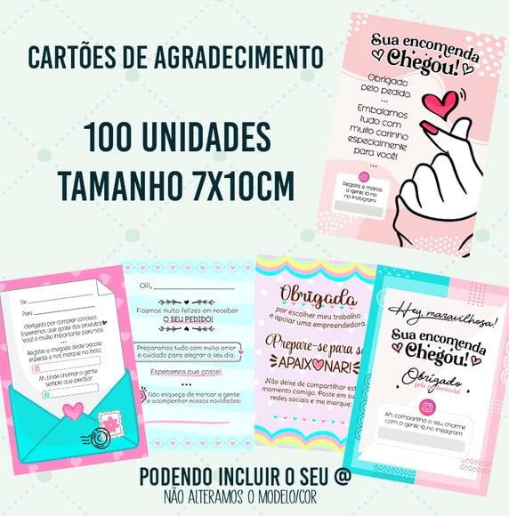 100 Cartões de Agradecimento Cliente 7x10cm
