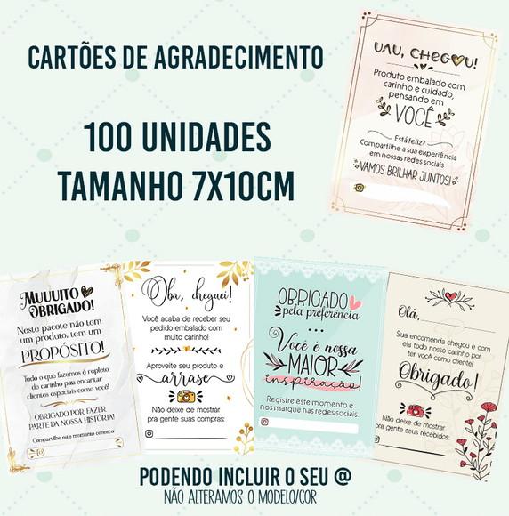 100 Cartões de Agradecimento Cliente 7x10cm
