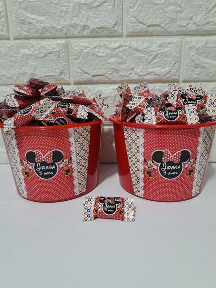 2 Baldes com 100 Balas Minnie