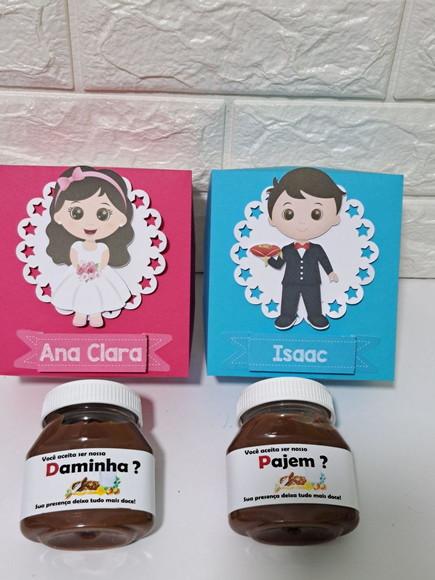 2 Convites Caixa Nutella Daminha e Pajem