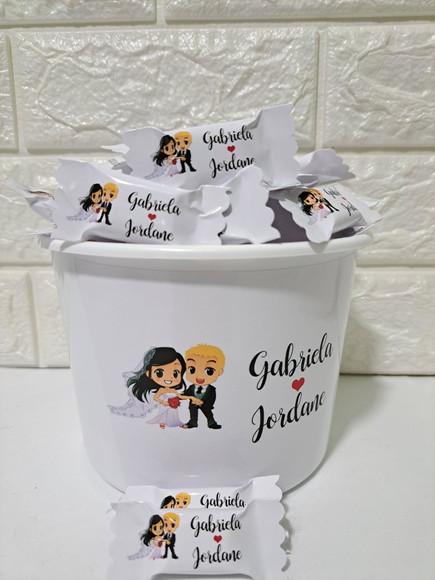 Balde com 100 Balas Casamento