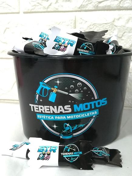Balde com 100 Balas (envie Sua Logo)