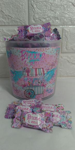 Balde com 100 balas candy land