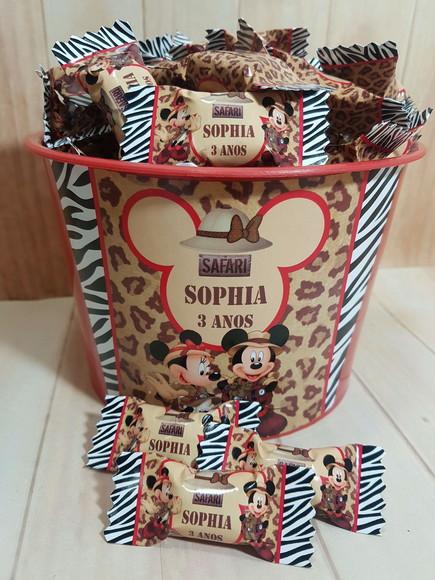 Balde com balas Minnie safari